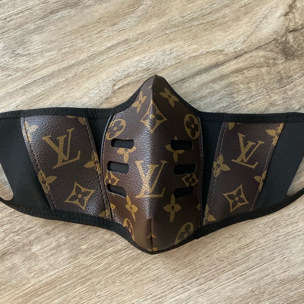 Luxury Brown Designer Face Mask LV